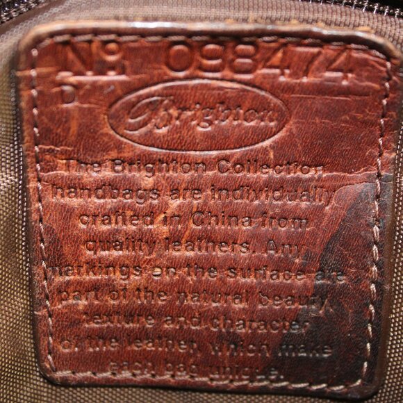 Brighton Red Geometric Tapestry Brown Leather Shoulder Bag - Picture 6 of 9